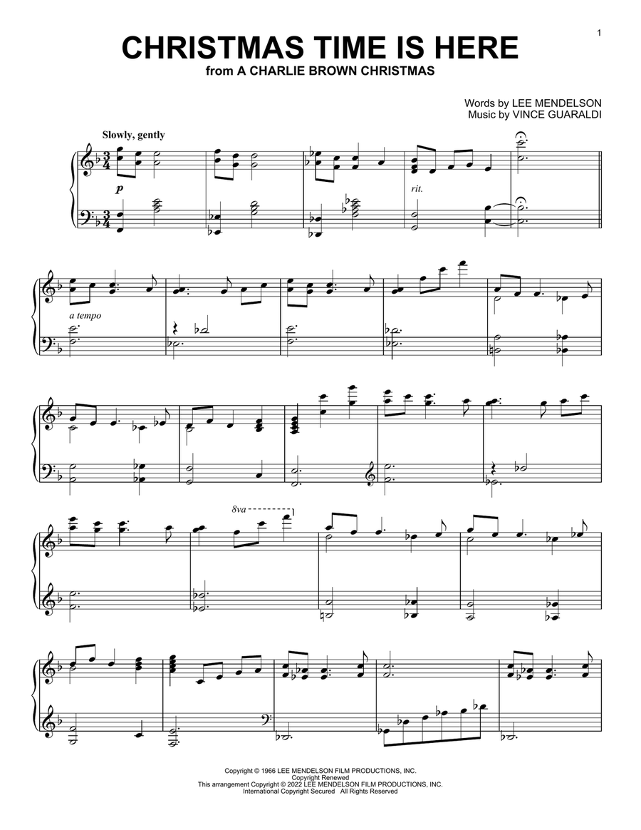 Christmas Time Is Here (from A Charlie Brown Christmas) Piano Solo scores gallery preview page 1