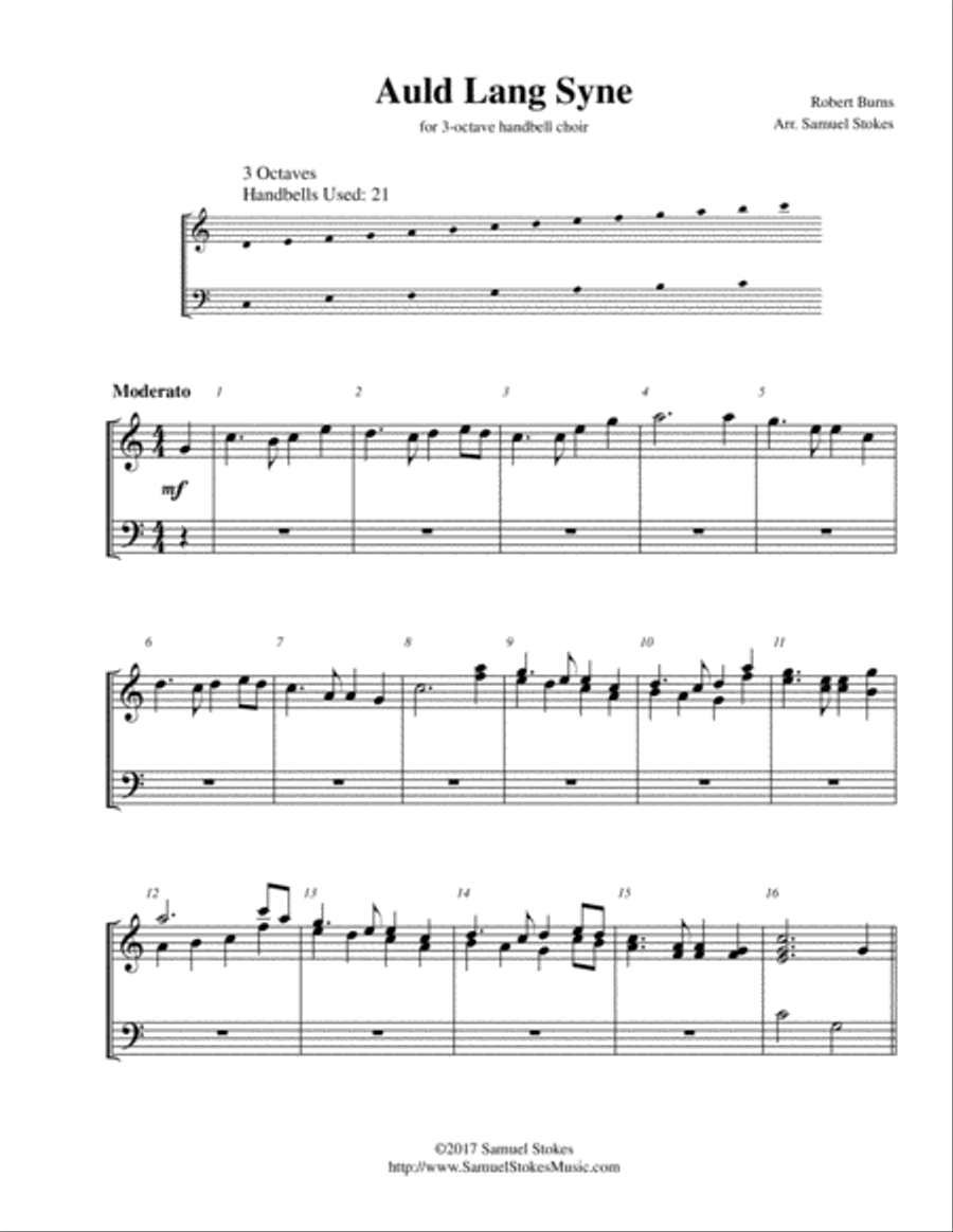 Auld Lang Syne - for 3-octave handbell choir 3-Octaves scores gallery preview page 1