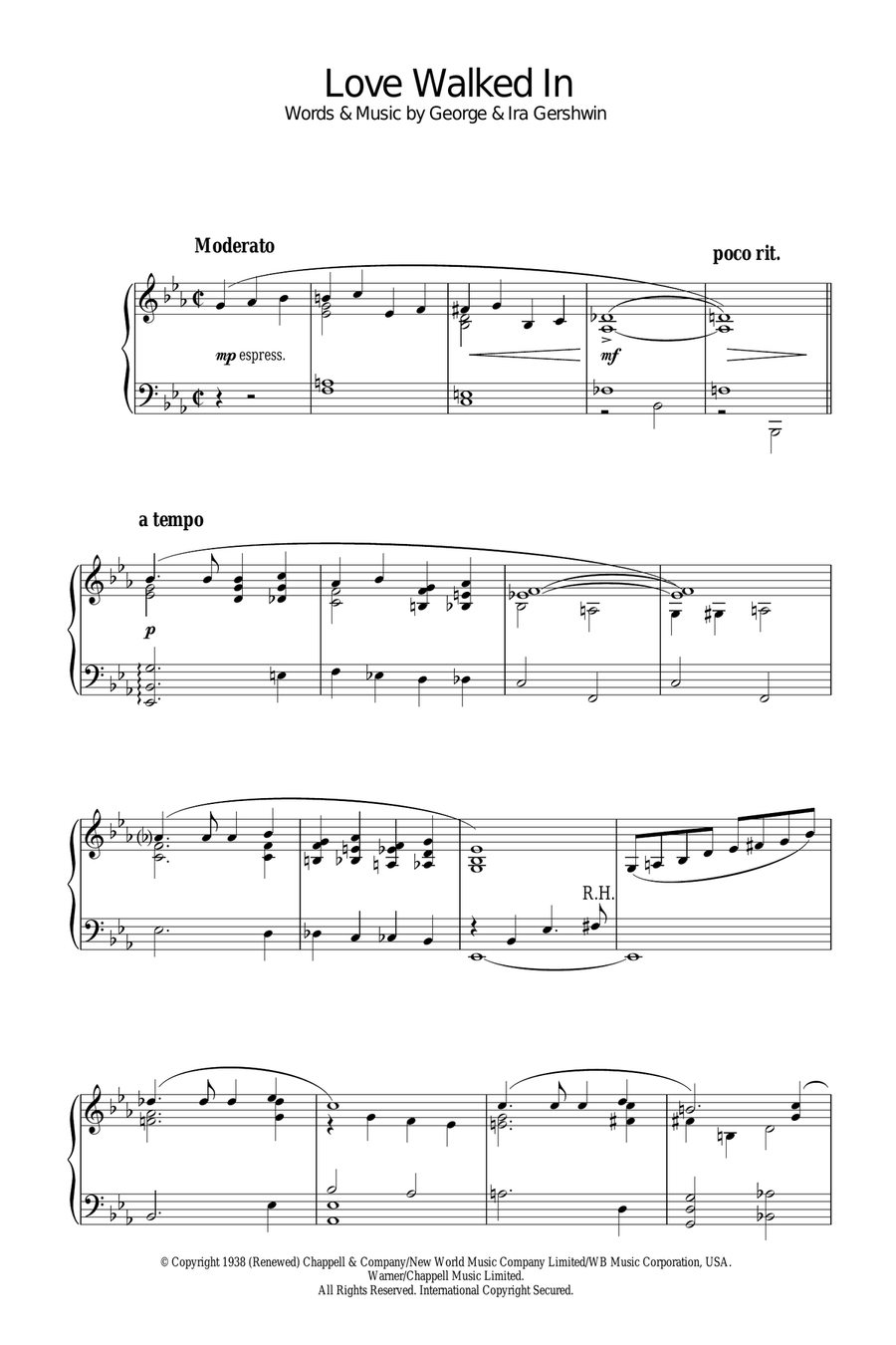 Love Walked In Piano Solo scores gallery preview page 1