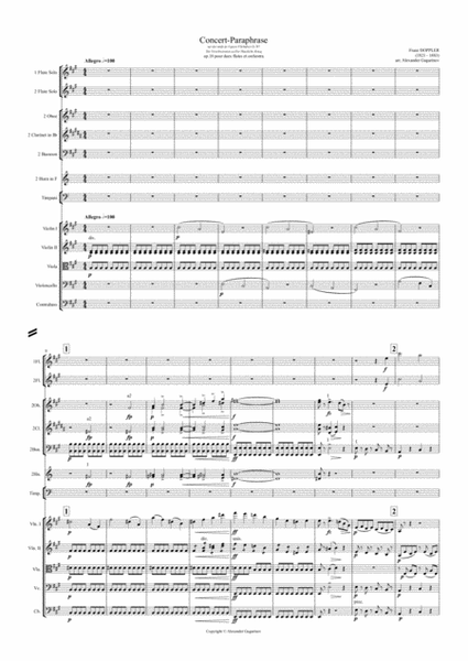 Concert-Paraphrase, Op.18, for 2 Flutes and Orchestra (arr.), Full Score