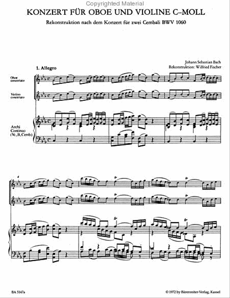 Concerto In C Minor For Oboe And Violin, BWV 1060 Violin Solo scores gallery preview page 2