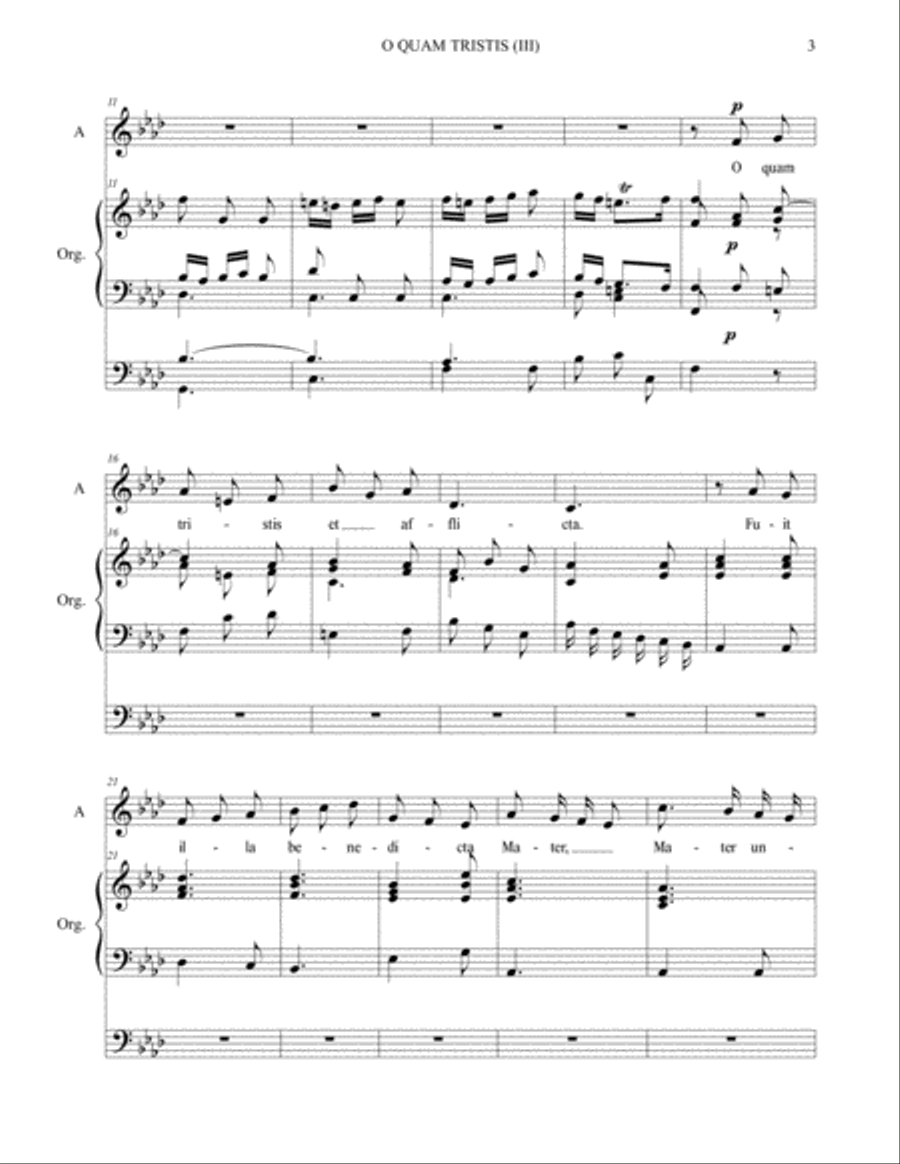 O QUAM TRISTIS (III) - (From Stabat Mater- RV 621) - For Alto,and Organ 3 staff Voice scores gallery preview page 3