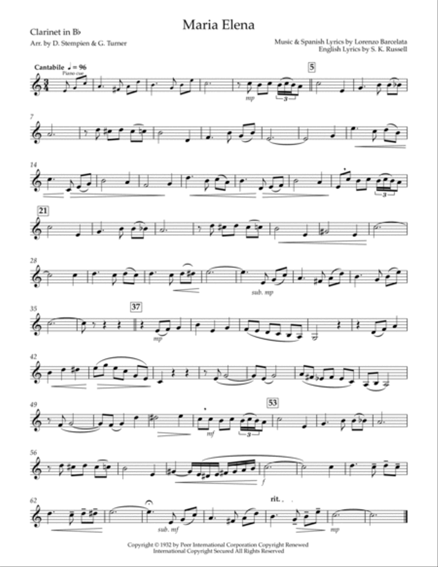 Maria Elena Clarinet Solo scores gallery preview page 3