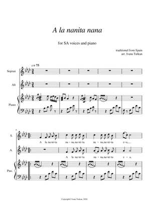 A la nanita, for SA voices and piano, F minor
