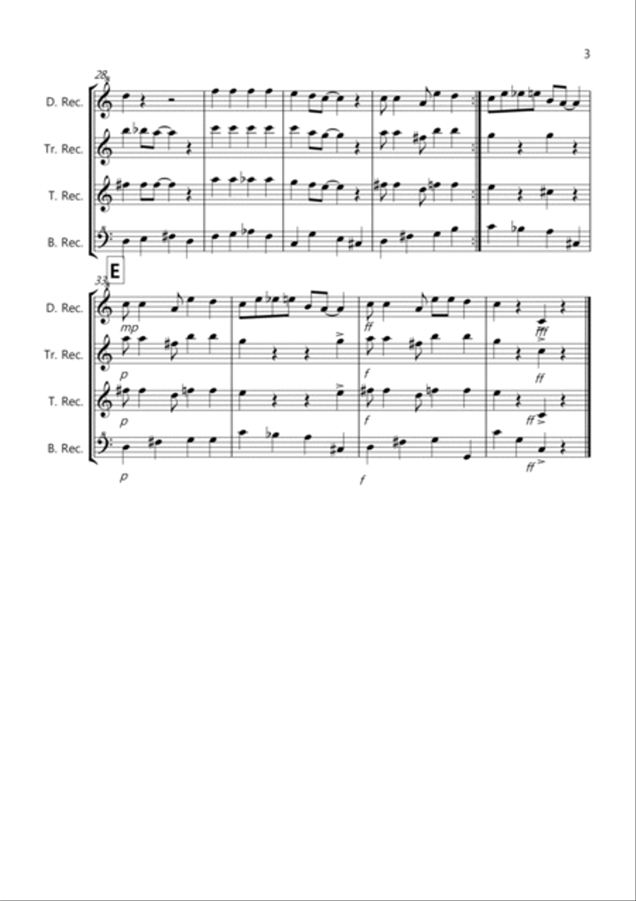 Burnie's Ragtime for Recorder Quartet Recorder scores gallery preview page 3