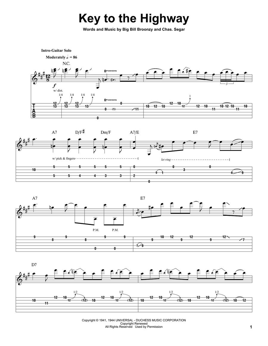 Key To The Highway Acoustic Guitar scores gallery preview page 1