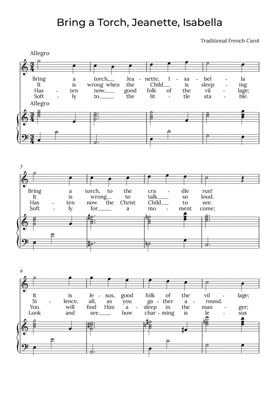 Bring a Torch, Isabella - Sobrano in C, Jeanette Soprano Voice scores gallery preview page 1