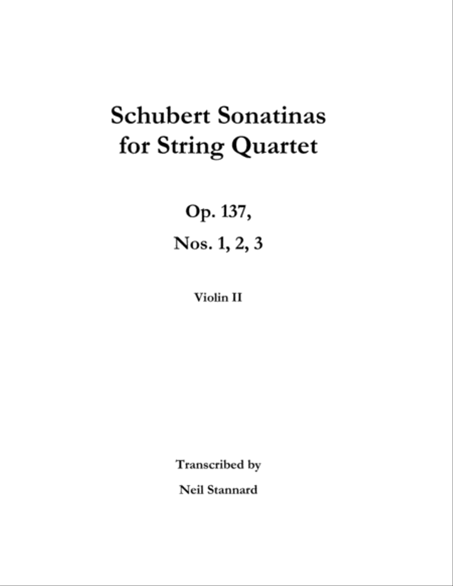 Schubert Sonatinas Op. 137 for String Quartet VIOLIN II String Quartet scores gallery preview page 1