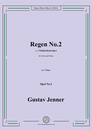 Book cover for Jenner-Regen No.2,in E Major,Op.6 No.2