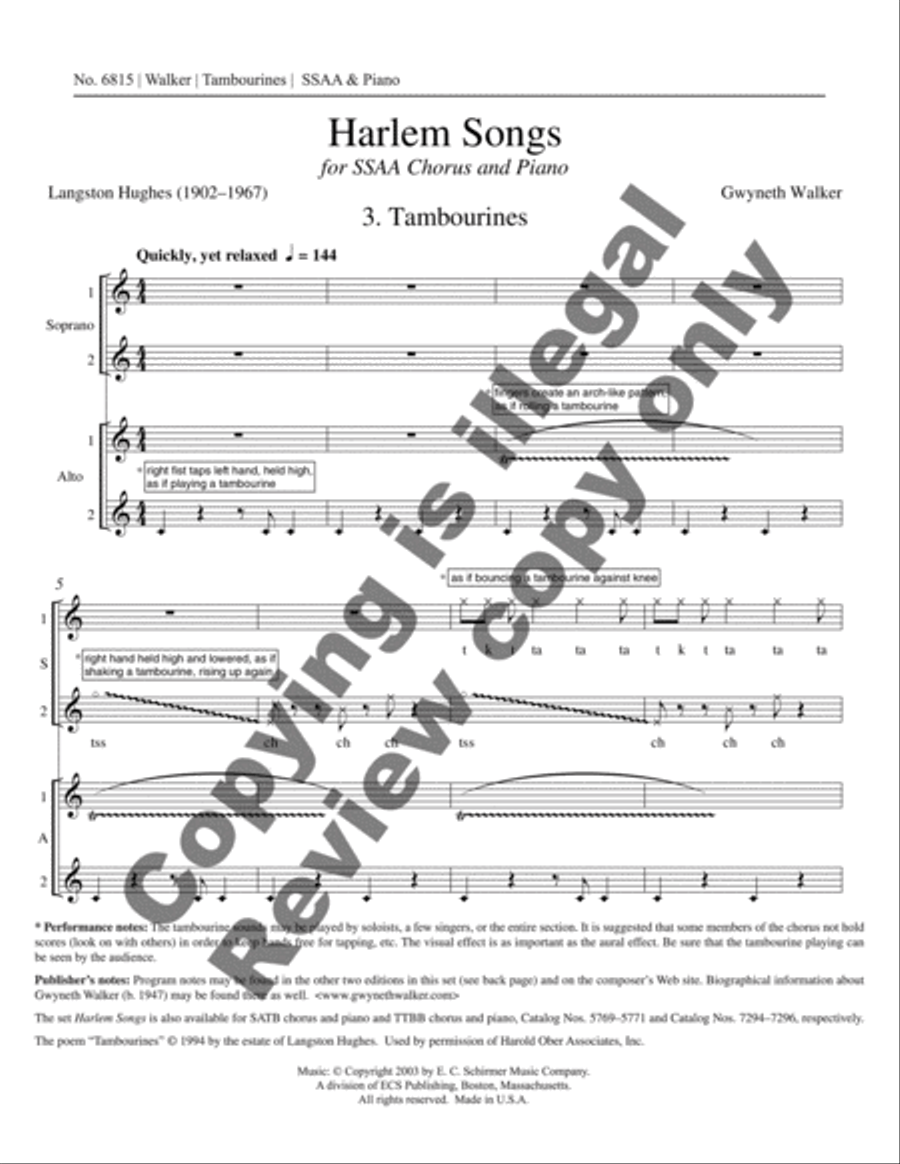 Tambourines from Harlem Songs SSAA scores gallery preview page 3