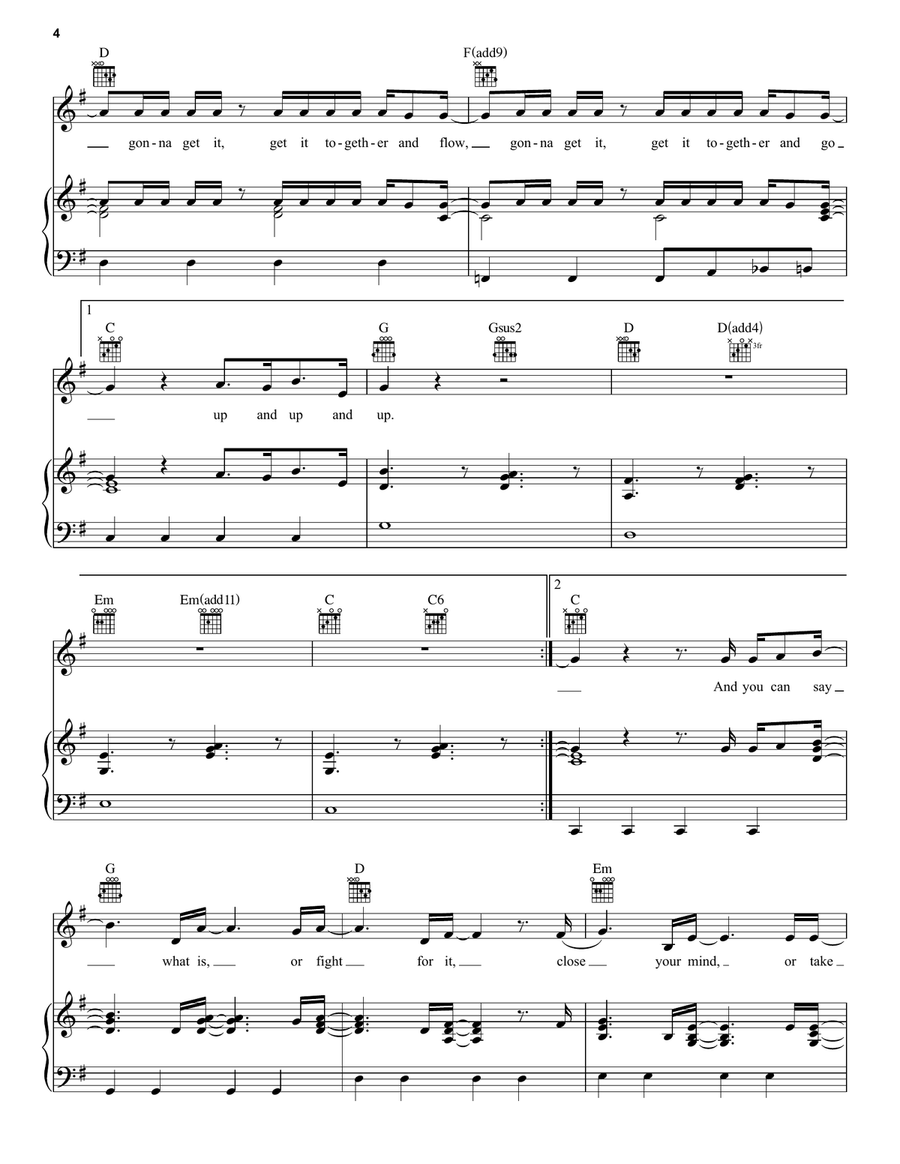 Up & Up Piano, Vocal, Guitar scores gallery preview page 4