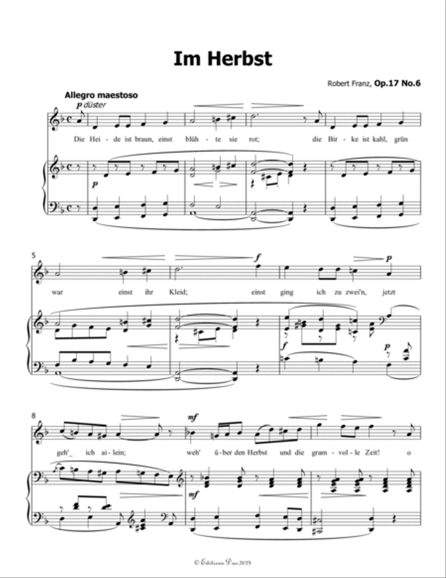 Im Herbst, by Robert Franz, in d minor Voice scores gallery preview page 3