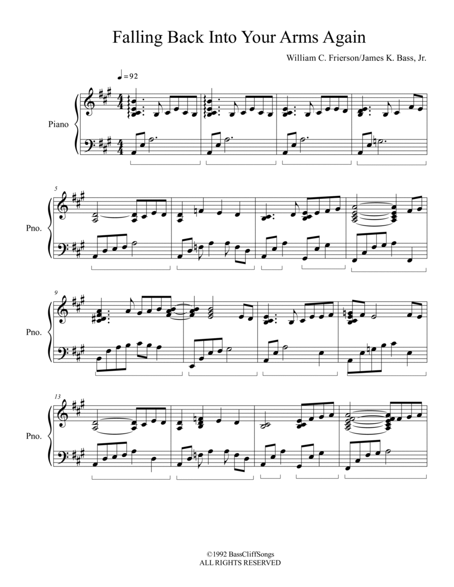 Falling Back Into Your Arms Again Piano Solo scores gallery preview page 1
