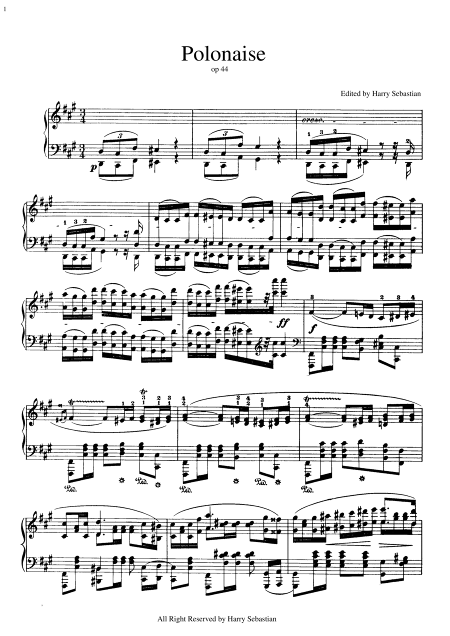 Chopin - Polonaise in F-sharp minor, Op 44 Piano Solo scores gallery preview page 1