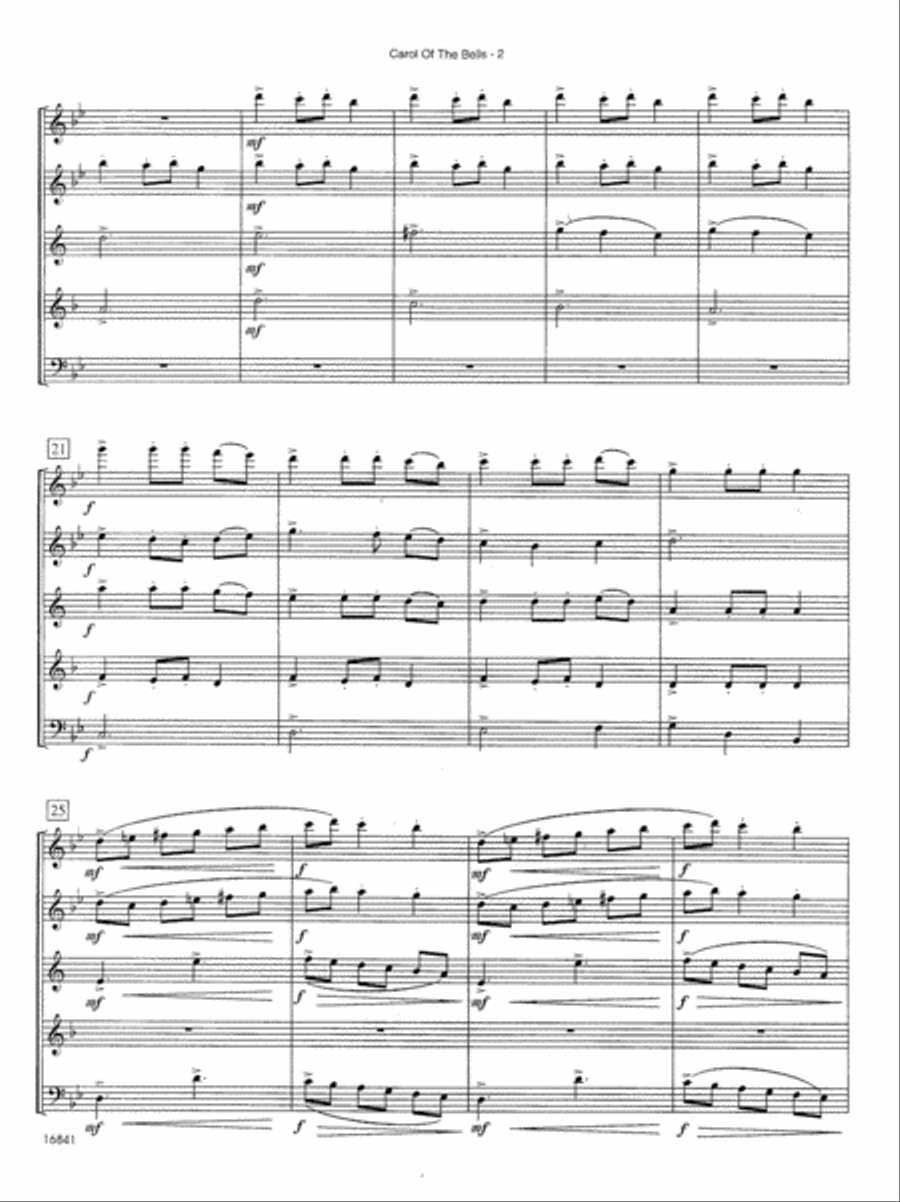 Carol Of The Bells Woodwind Quintet scores gallery preview page 3