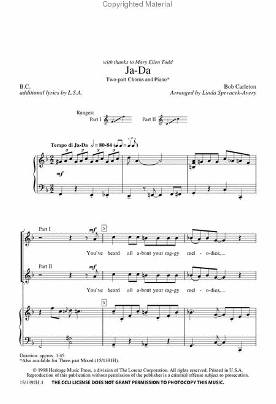 Ja-Da Ja-Da 2-Part scores gallery preview page 2