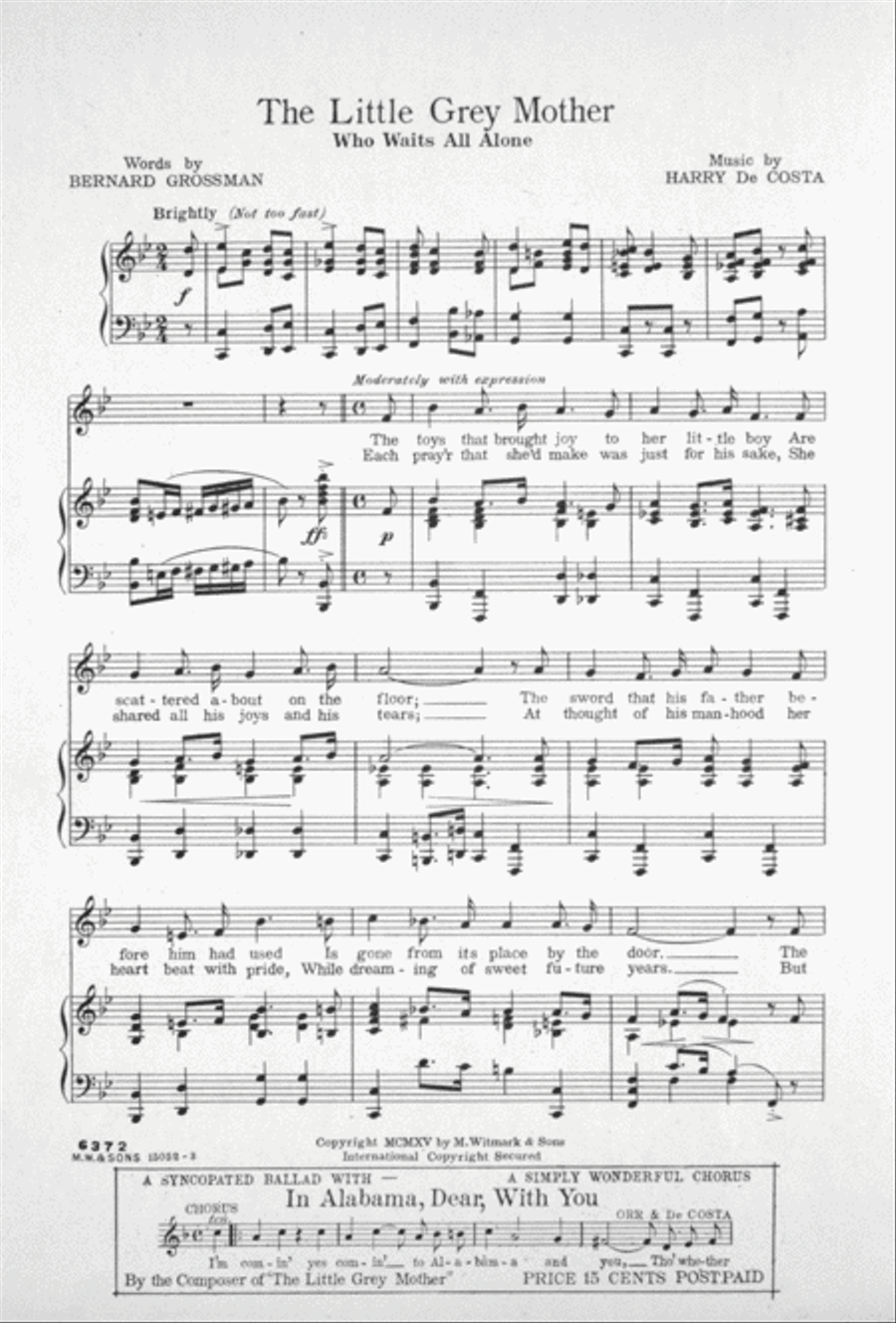 The Little Grey Mother (Who Waits All Alone). March Ballad Voice scores gallery preview page 2