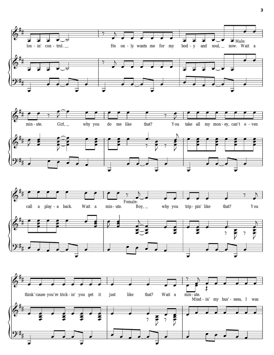 Wait A Minute Piano, Vocal, Guitar scores gallery preview page 3