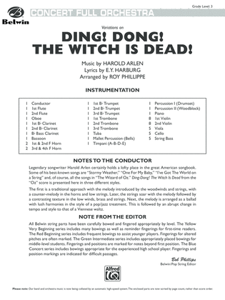 Variations on Ding! Dong! The Witch Is Dead!: Score