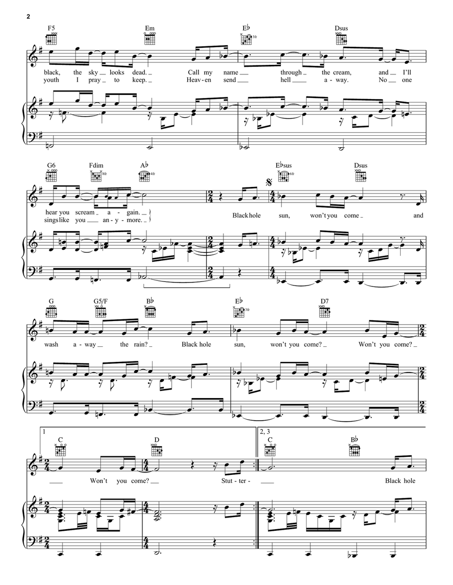 Black Hole Sun Acoustic Guitar scores gallery preview page 2