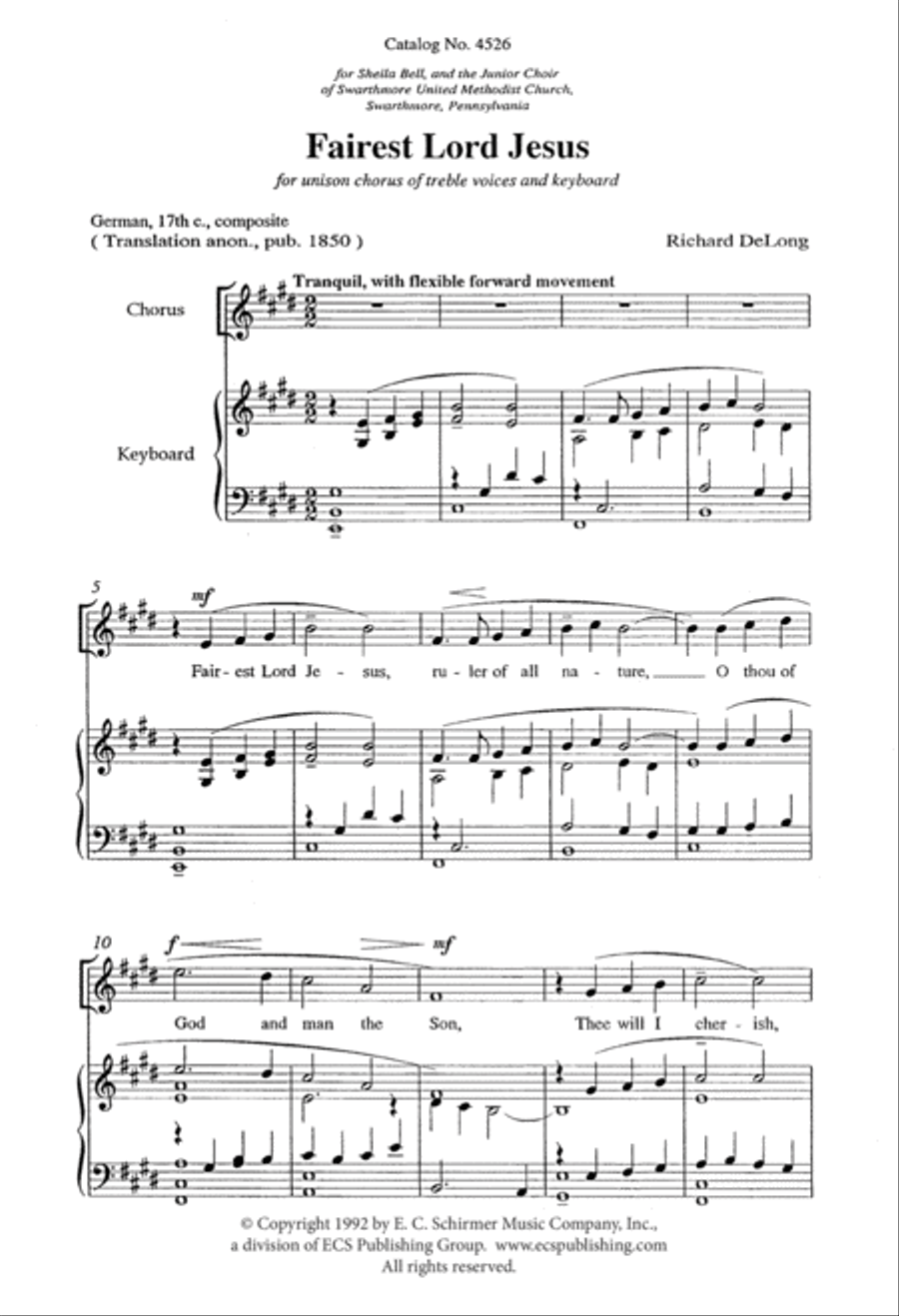Fairest Lord Jesus Unison Choir scores gallery preview page 2
