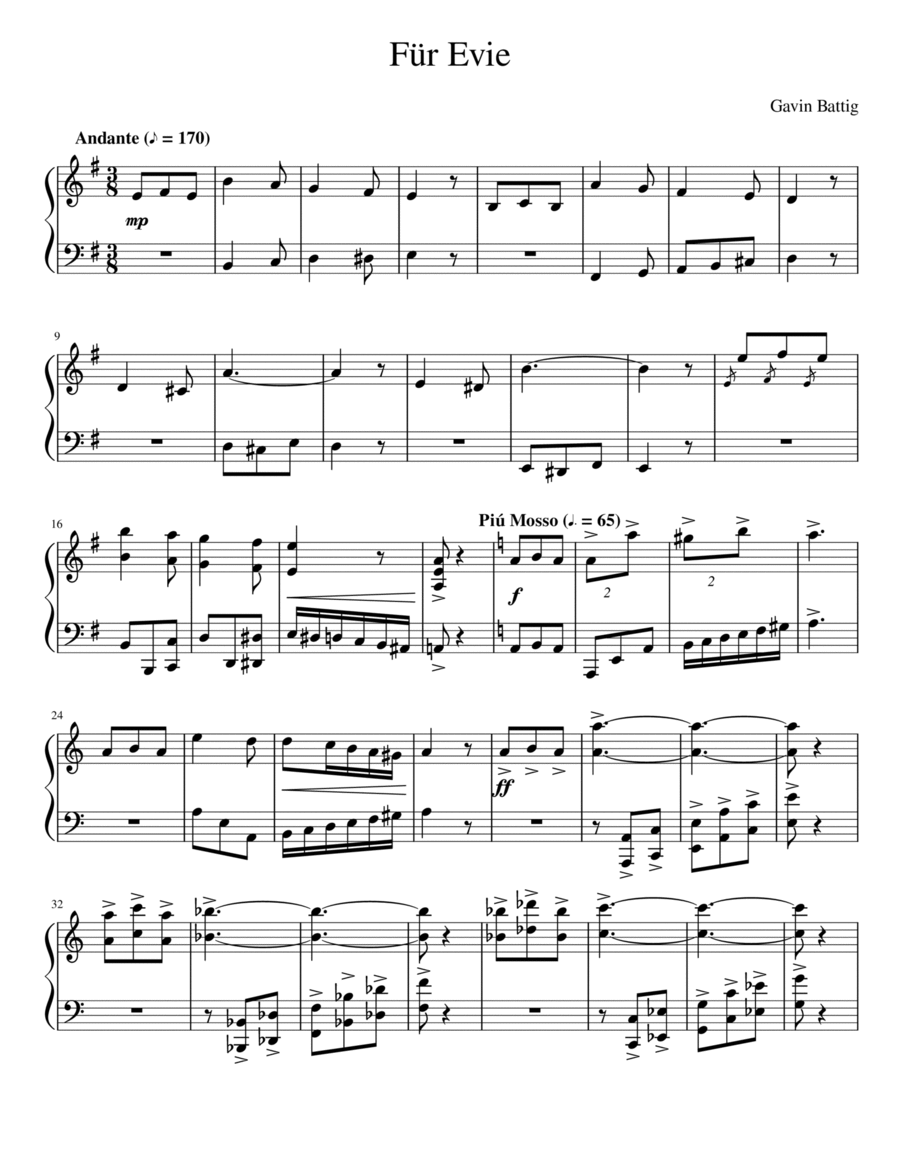 Für Evie Für Evie Piano Solo scores gallery preview page 1