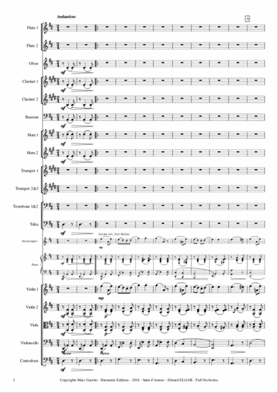 Salut d'Amour -LiebesGruss - EDWARD ELGAR - Full Orchestra Arrangement by Marc GARETTO Full Orchestra scores gallery preview page 2