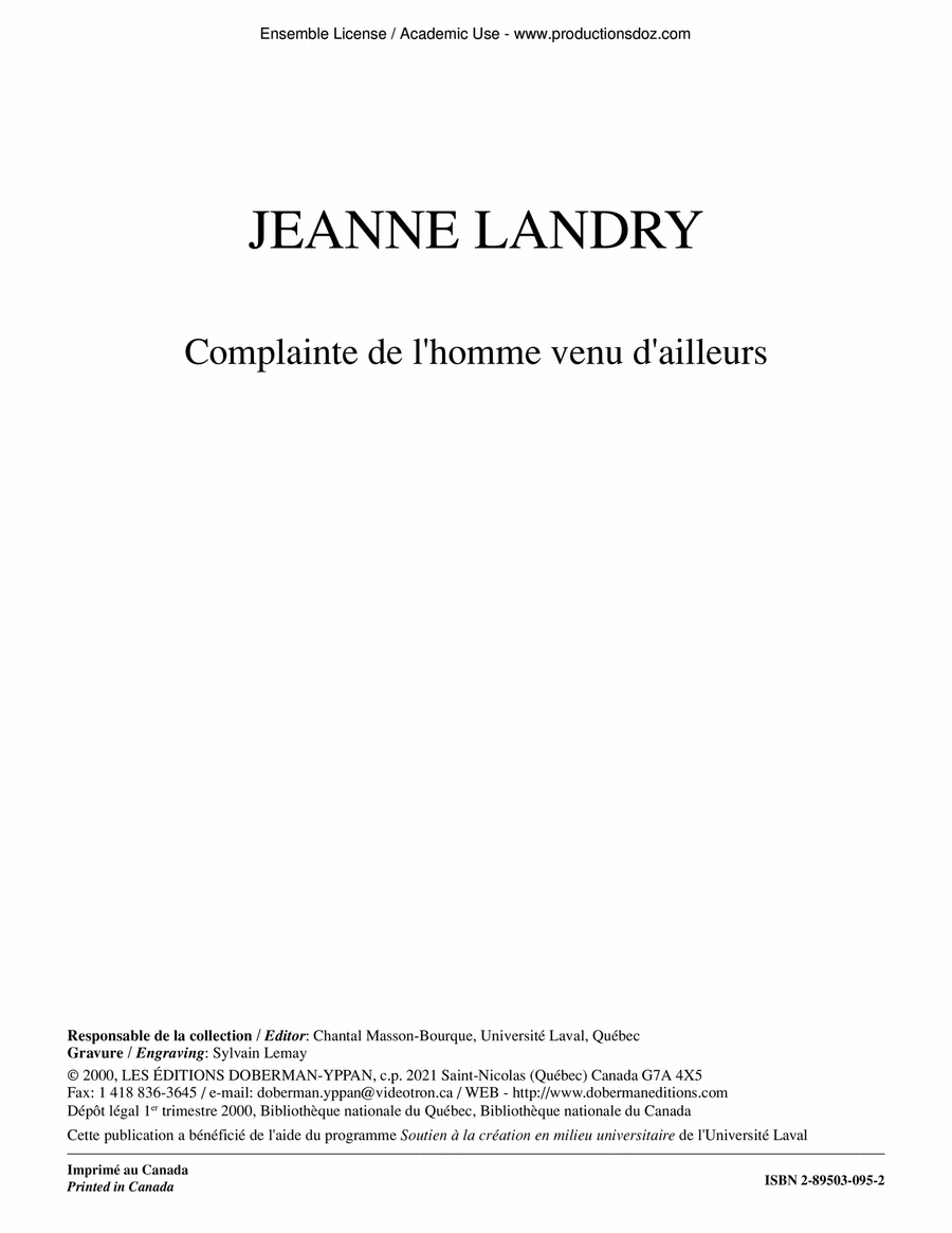 Complainte de l'homme venu d'ailleurs Piano Solo scores gallery preview page 1