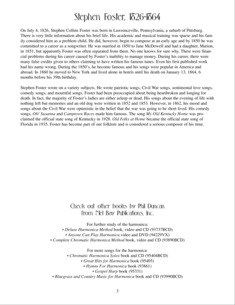 Stephen Foster Songs for Harmonica Harmonica scores gallery preview page 5