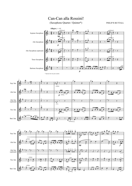 Can-Can alla Rossini (Saxophone Quartet / Quintet) - Score image number null
