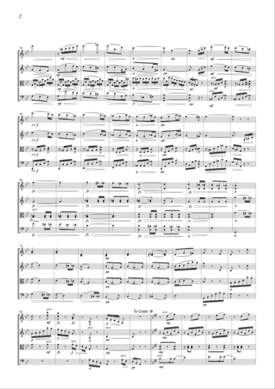 Dvorak Valse from Symphony No.8, 3rd mvt., for string quartet, CD202 String Quartet scores gallery preview page 2