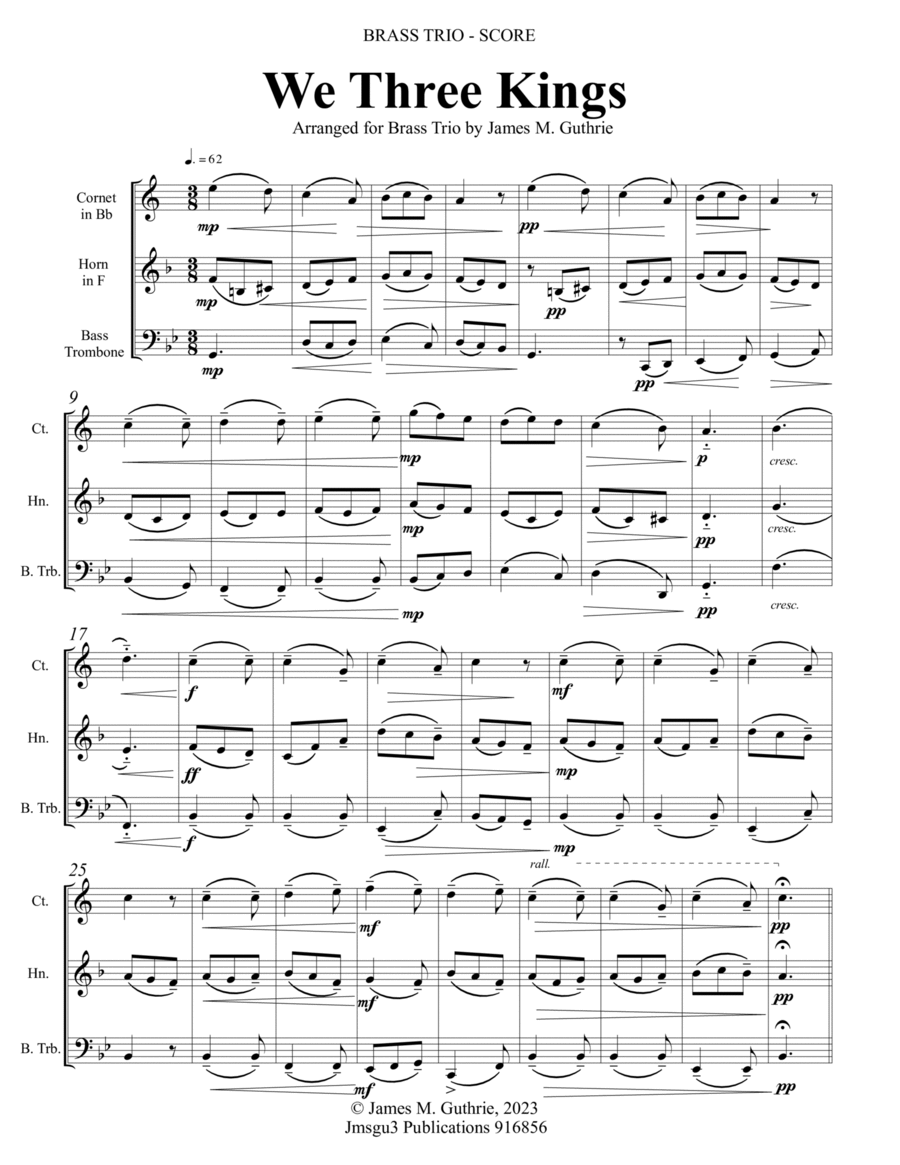 We Three Kings for Brass Trio Brass Trio scores gallery preview page 1