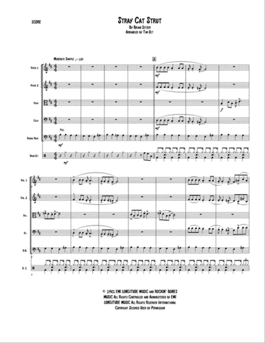Stray Cat Strut Stray Cat Strut String Quintet scores gallery preview page 1