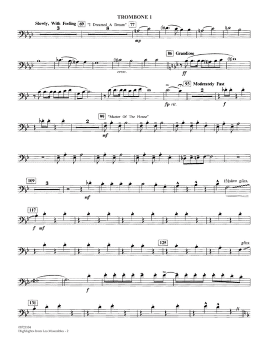 Highlights from Les Misérables (arr. Johnnie Vinson) - Trombone 1