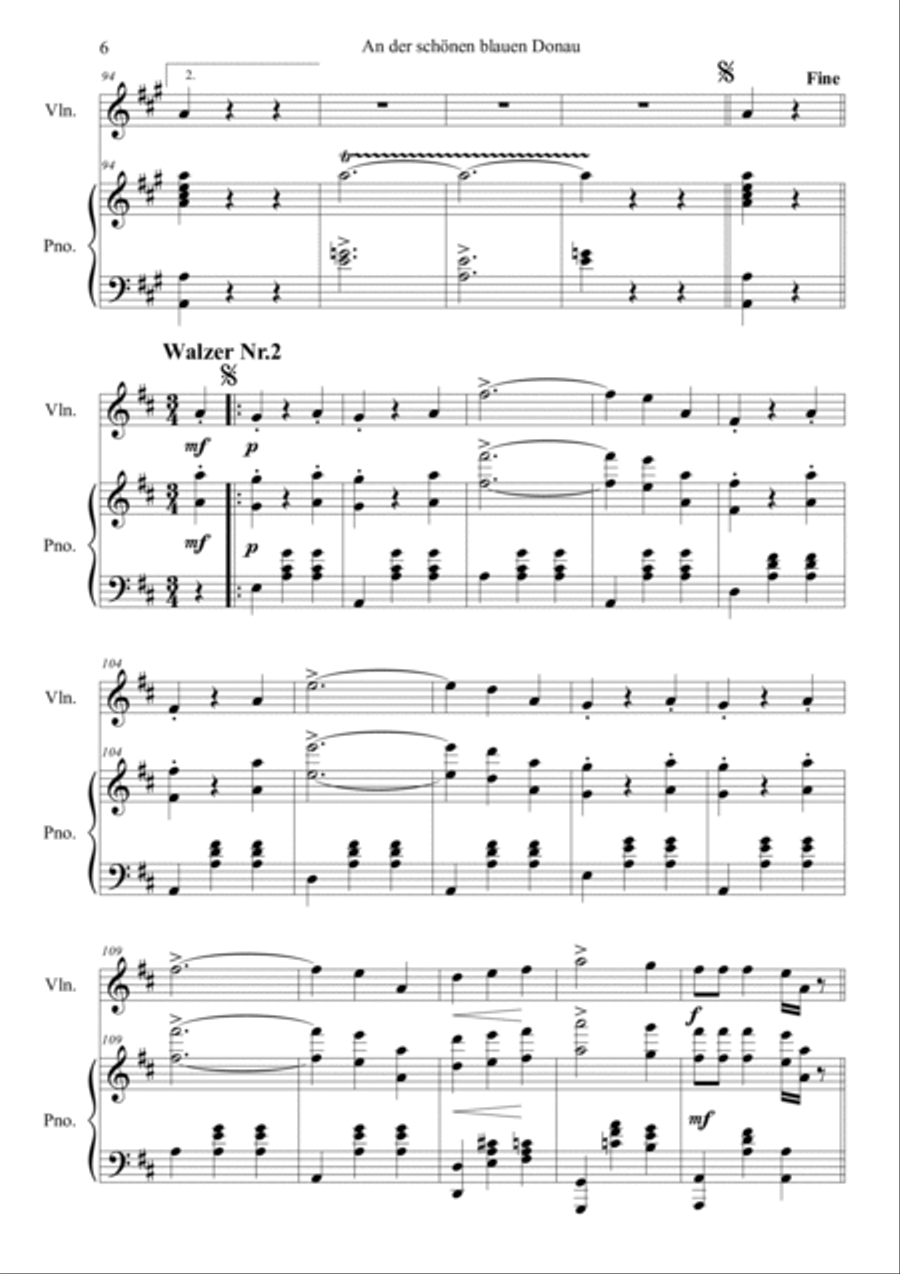 An der Schonen Blauen Donau, Op. 314 Violin Solo scores gallery preview page 6