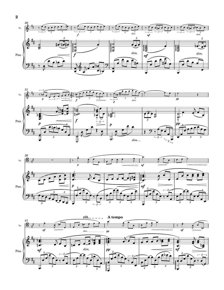 Prelude No 5 Op 23 by Rachmaninoff for Cello and Piano Chamber Music scores gallery preview page 2