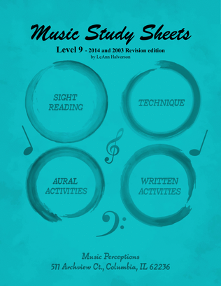 Book cover for Music Study Sheets Level 9 2014 and 2003 Revision edition