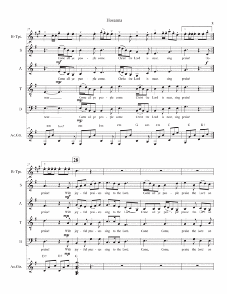 Hosanna for SATB, Guitar and Trumpet image number null