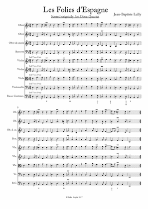 La Folies d'Espagne - Jean-Baptiste Lully - Full Score and Parts