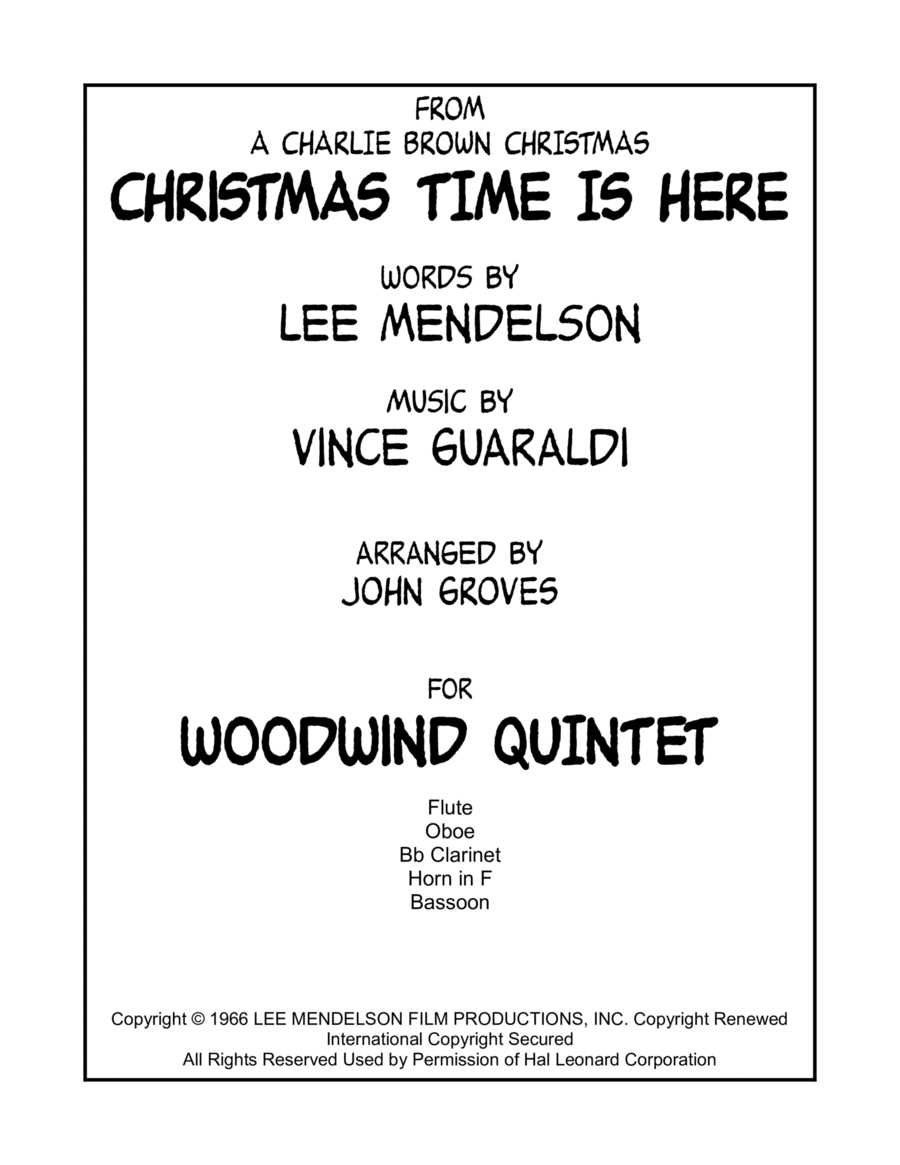 Christmas Time Is Here Woodwind Quintet scores gallery preview page 1