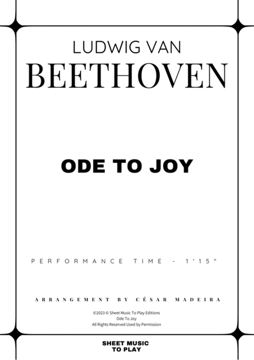 Ode To Joy - Easy French Horn Quartet (Full Score and Parts) image number null