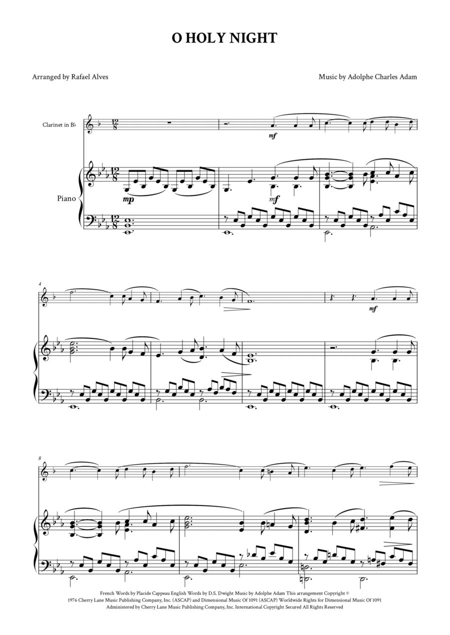 O Holy Night B-Flat Clarinet scores gallery preview page 1