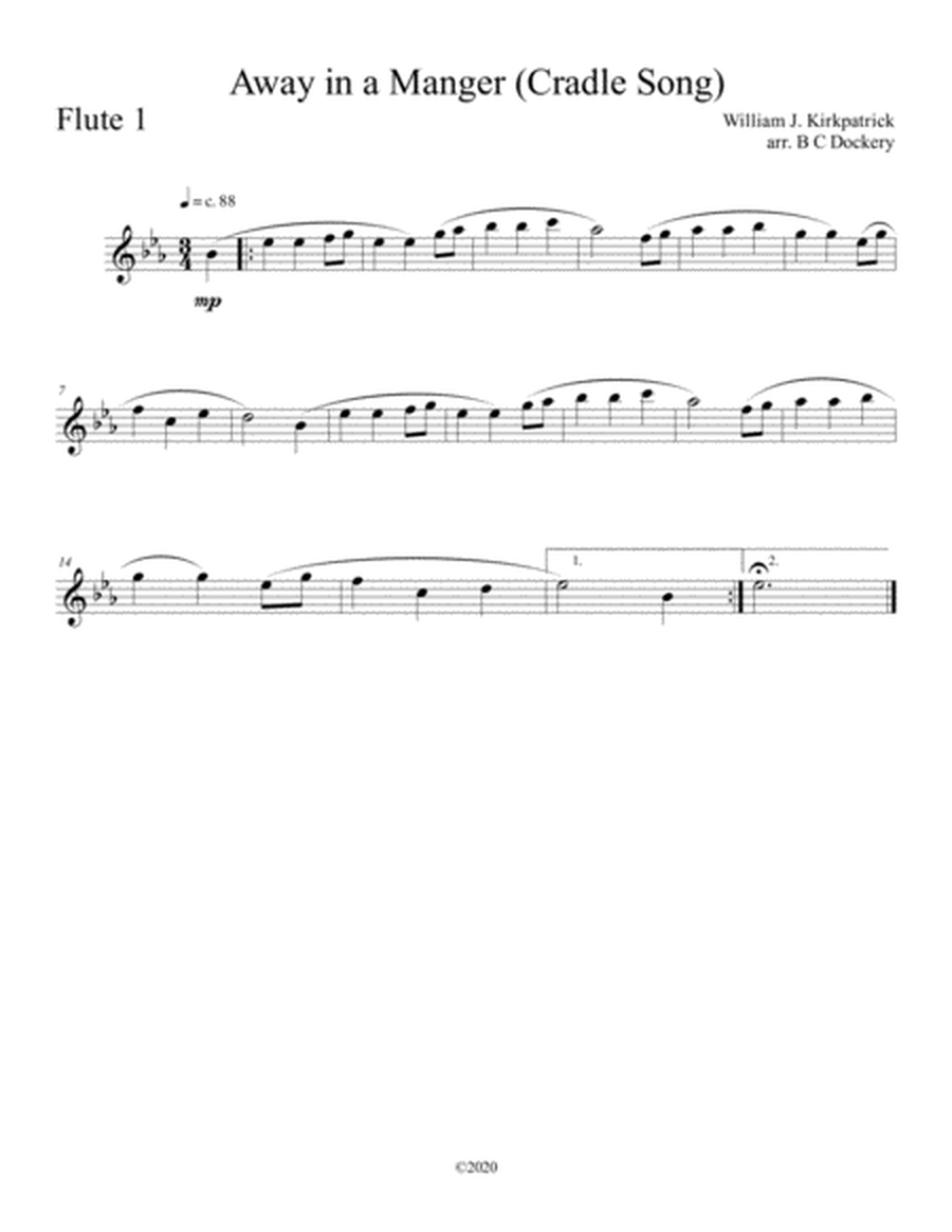 Away in a Manger (Cradle Song) for flute duet with piano accompaniment image number null