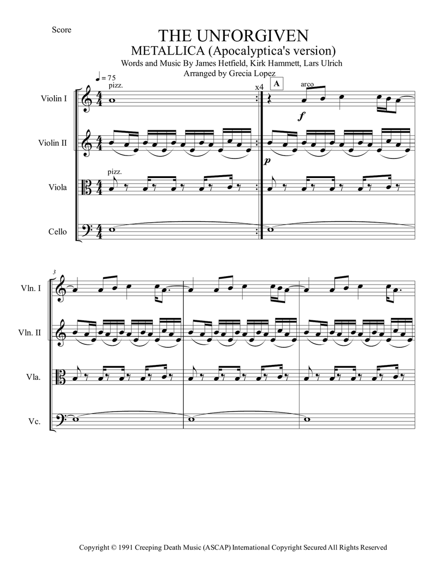 The Unforgiven String Quartet scores gallery preview page 1