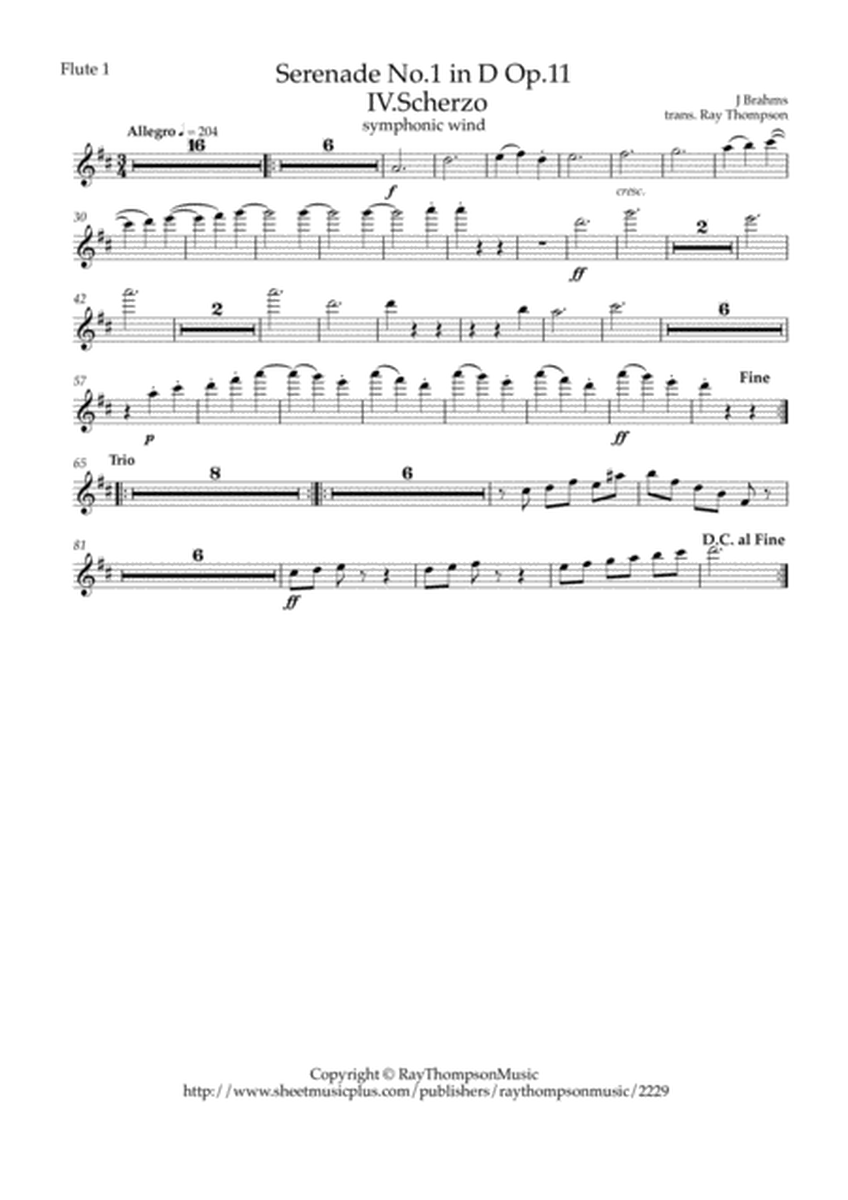 Brahms: Serenade No.1 in D Op.11 Mvt.IV Scherzo - Symphonic Wind Dectet/Bass image number null
