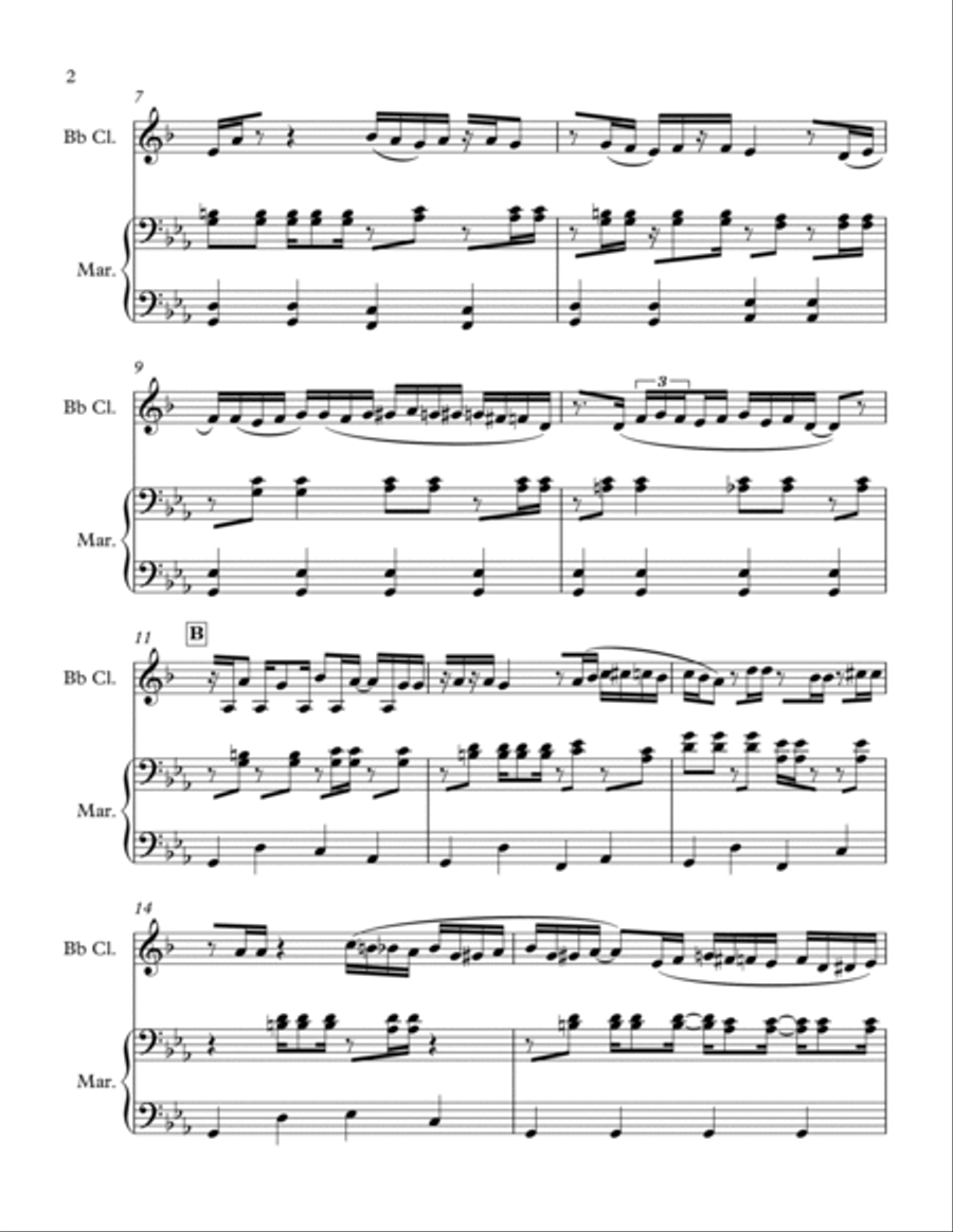 Tunisia for Clarinet and Bass Marimba Clarinet scores gallery preview page 2