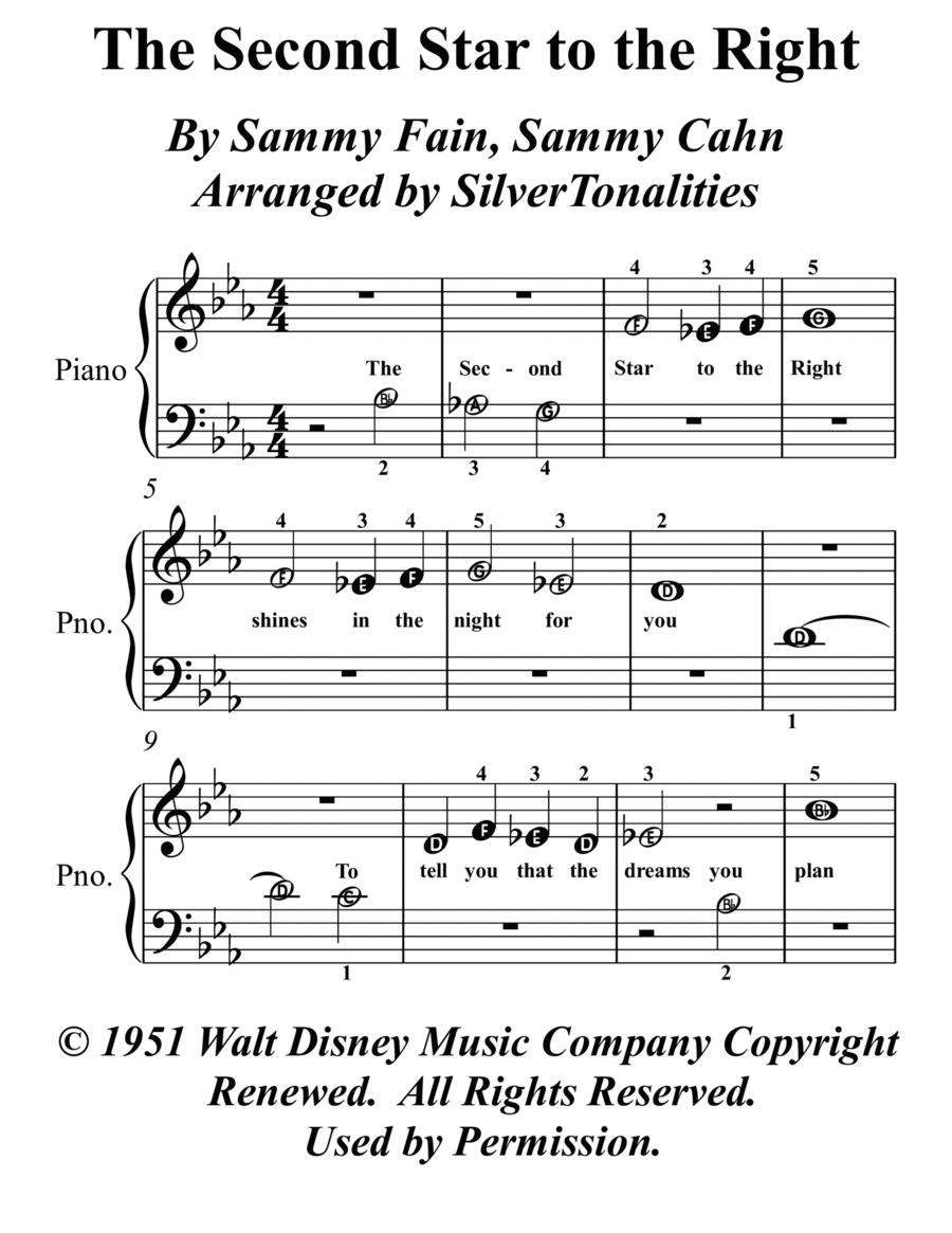 The Second Star To The Right Easy Piano scores gallery preview page 1
