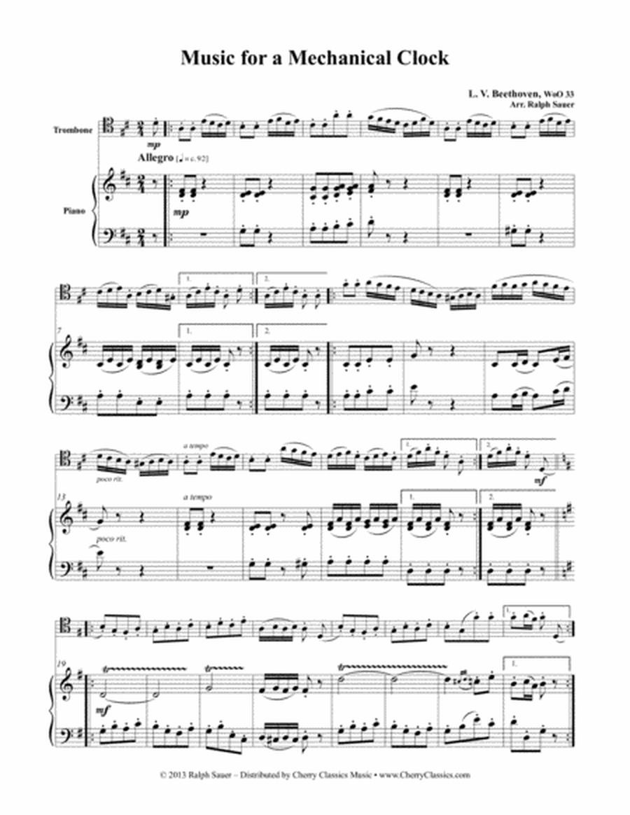 Music for a Mechanical Clock for Trombone & Piano