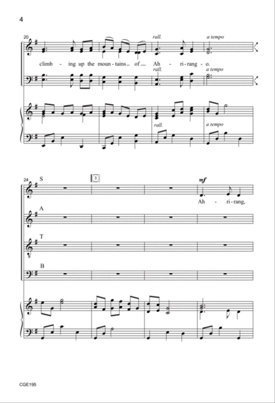 Ahrirang (SATB) Ahrirang (SATB) 4-Part scores gallery preview page 4