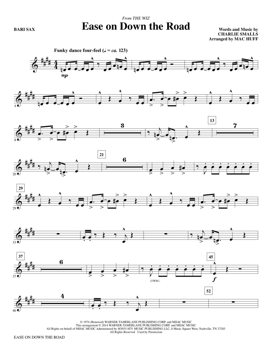 Ease on Down the Road - Baritone Sax Choir scores gallery preview page 1
